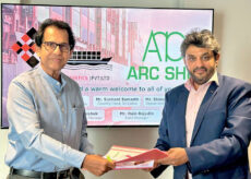 Lanka Shipping and Logistics Chairman Saliya Senanayaka (right) and Arc Ship Management CEO Akbar Khan exchange the strategic partnership signed between the two organisations